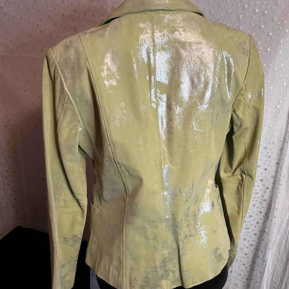 Lime silver lame suede blazer - Picture 4 of 5